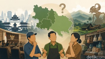 Ilustrasi para pedagang soal wacana Jawa Barat diganti jadi Sunda. (Foto: ChatGPT)