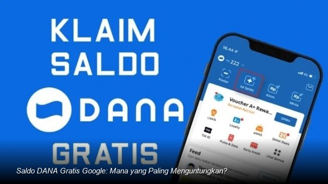 Ilustrasi tangan memegang ponsel dengan notifikasi saldo DANA masuk.