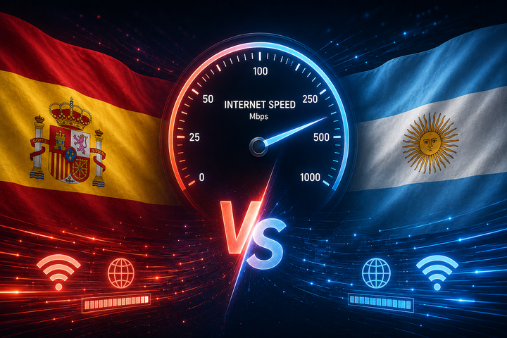 Ilustrasi: Duel Digital: Spanyol Ungguli Argentina dalam Kecepatan Internet Nasional