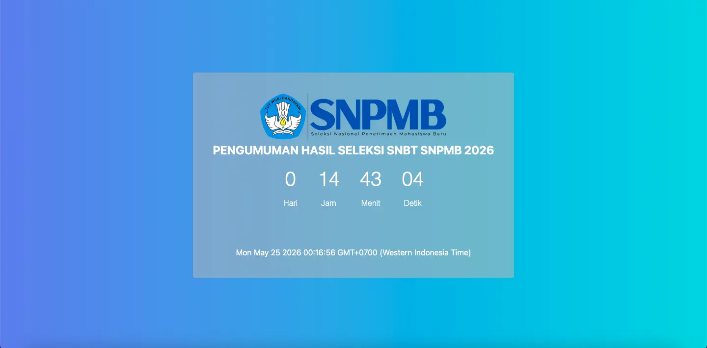 Link Pengumuman SNBT 2026, Hasil Tes Akan Diumumkan Hari Ini Lengkap dengan Info Jam Kelulusan