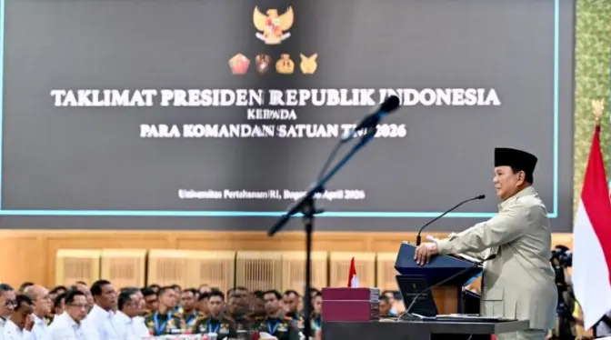 Presiden Prabowo Beri Taklimat 1.500 Komandan Satuan TNI 2026 di Unhan Bogor
