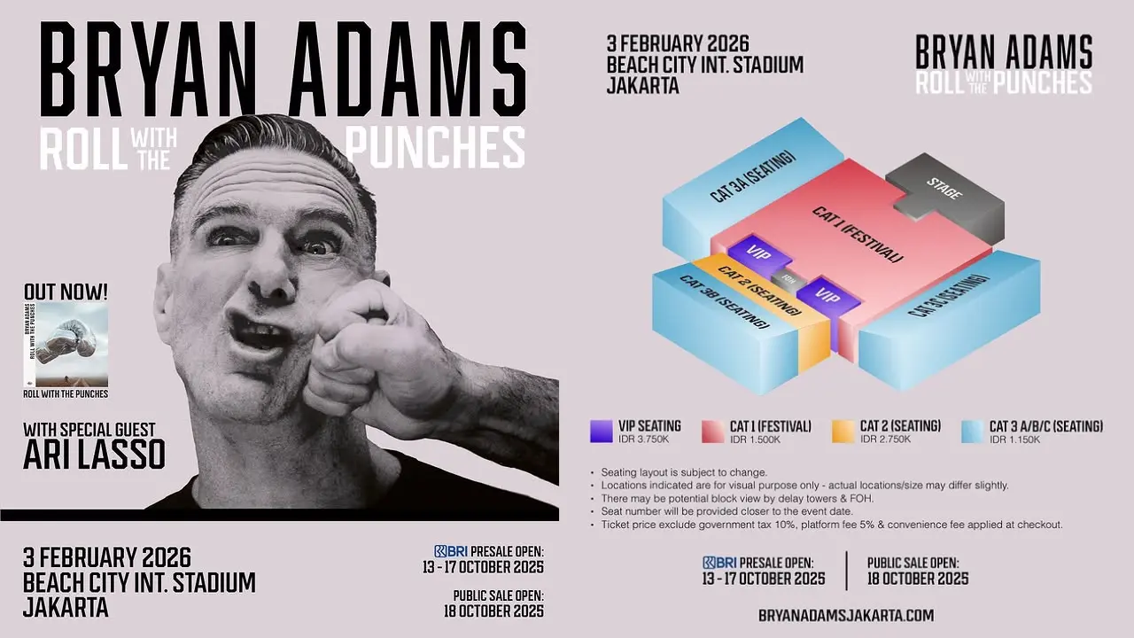Jadwal Konser Musik Februari 2026: Dari Bryan Adams, Westlife, hingga Dream Theater!