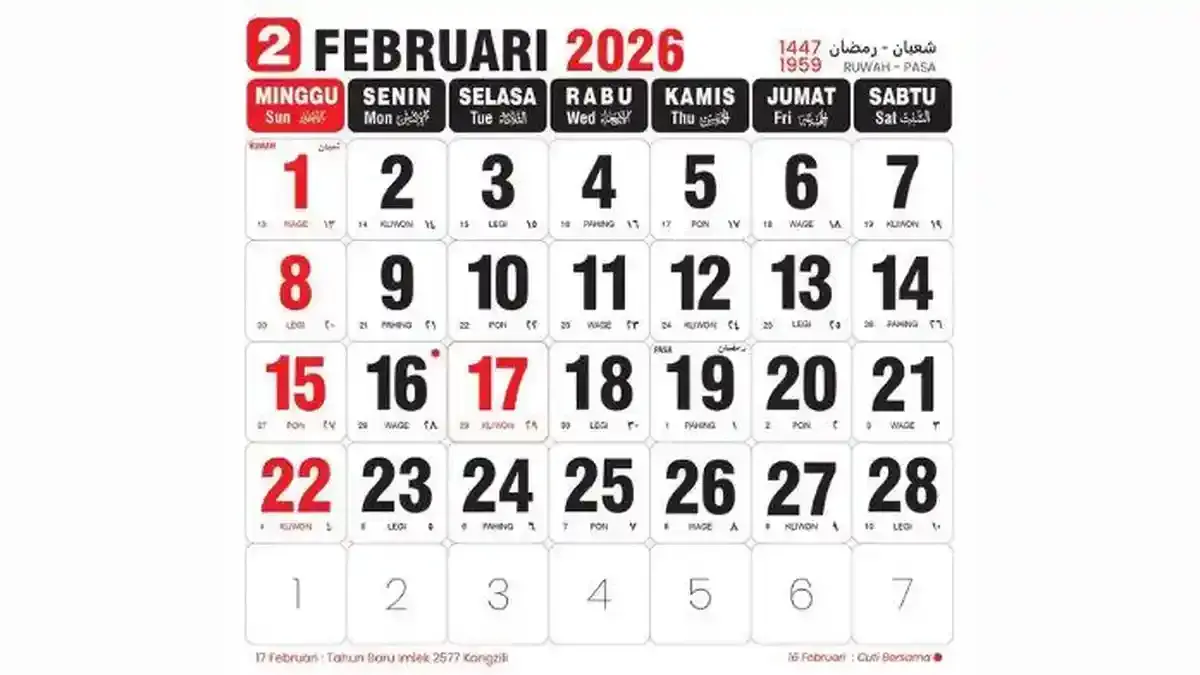 Daftar Hari Besar Nasional dan Internasional Februari 2026, Ada Libur Panjang?