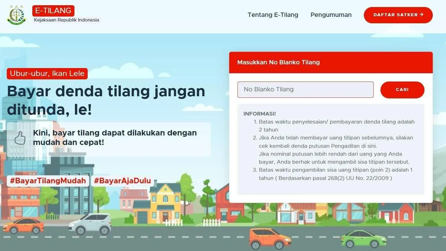 Cara Cek Denda Ganjil Genap Online Lewat Situs Resmi e-Tilang Kejaksaan