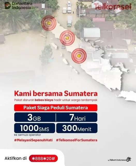 Telkomsel Luncurkan Paket Siaga Peduli Sumatera untuk Korban Banjir dan Longsor