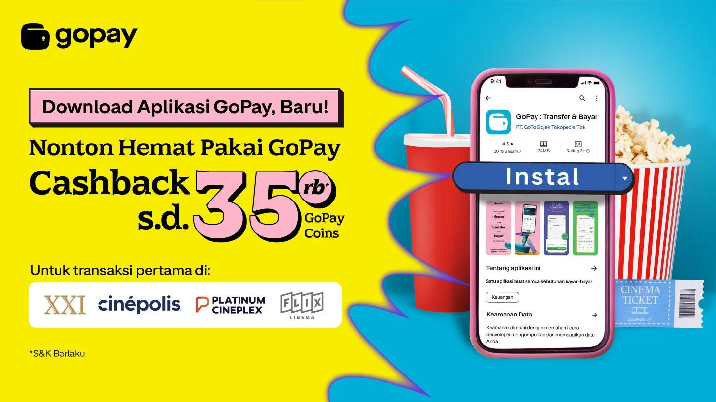 Promo Tiket Bioskop XXI Desember 2025, Cashback Gopay Rp20 Ribu untuk Transaksi Perdana Tiket Online