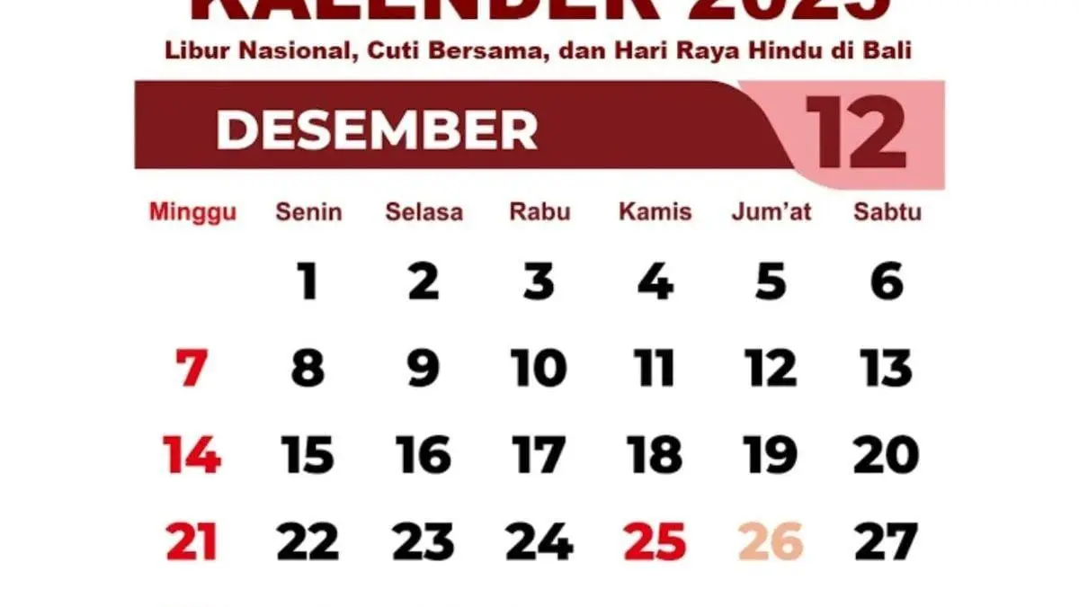 Berapa Hari Libur Desember 2025? Ini Jadwal Resmi dari SKB 3 Menteri
