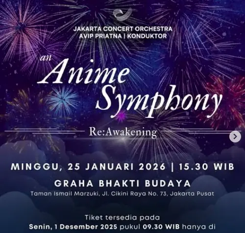 Harga Tiket Konser Jakarta Concert Orchestra An Anime Symphony: Re:Awakening Lengkap Seluruh Kategori