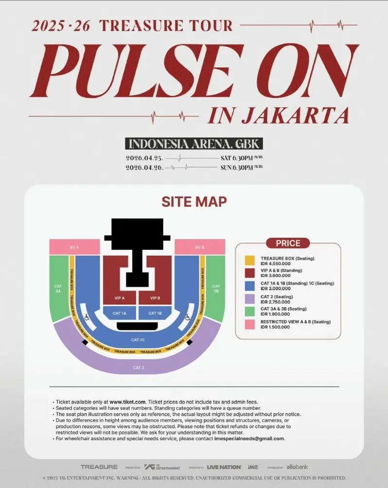 Daftar Harga Lengkap Tiket Konser TREASURE Jakarta 2026 untuk Semua Kategori