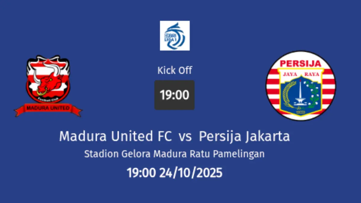 Macan Kemayoran Kembali Incar 3 Poin! Berikut Ini Link Live Streaming Persija Jakarta vs Madura United Hari Ini, Jumat 24 Oktober 2025