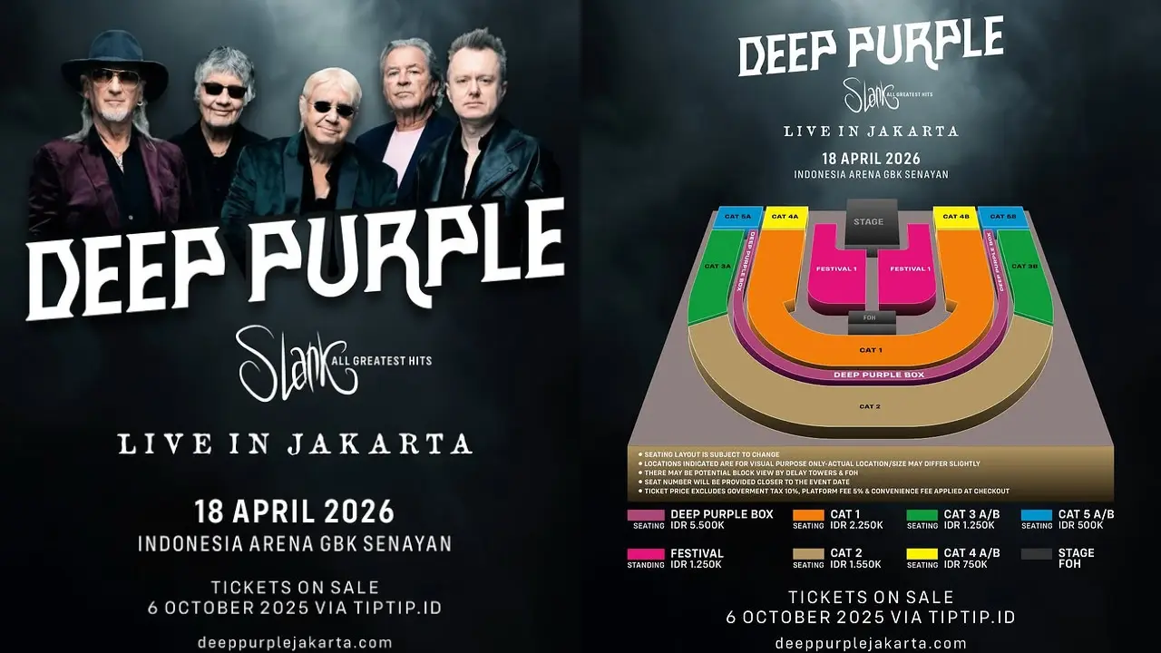 Siap-Siap! Deep Purple Tampil di Jakarta, Ini Daftar Harga Tiket Lengkap dan Pilihan Kategori Nonton